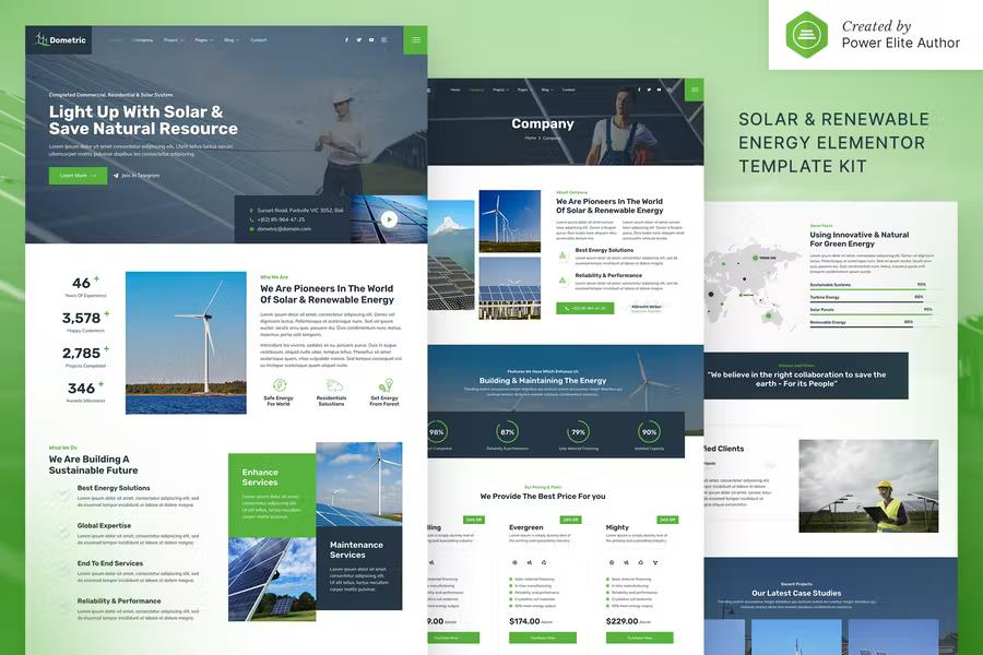 DOMETRIC – SOLAR & RENEWABLE ENERGY ELEMENTOR TEMPLATE KIT
